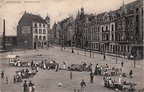 Westfalenplatz mit Markt 1912