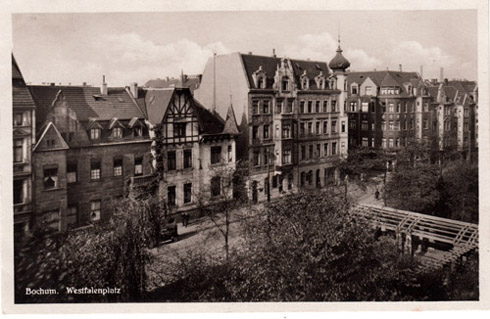 Westfalenplatz mit Ecke Jägerstrasse/Clemensstrasse um 1920