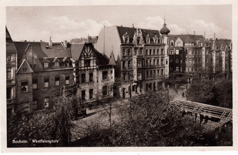 Westfalenplatz mit Ecke Jgerstrasse/Clemensstrasse um 1920